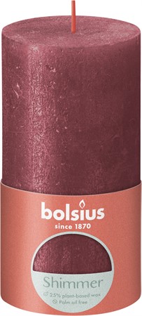 Bolsius Blockljus Shimmer 13x6,8 cm Red 4x1-p