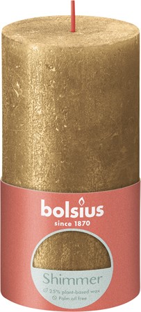 Bolsius Blockljus Shimmer 13x6,8 cm Gold 4x1-p